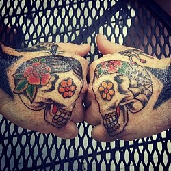 American Traditional Sugar Skulls Both Fists