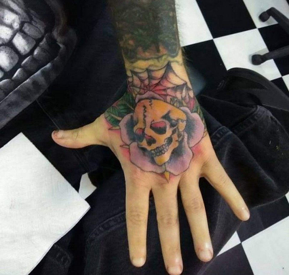 American Traditional Skull on Hand